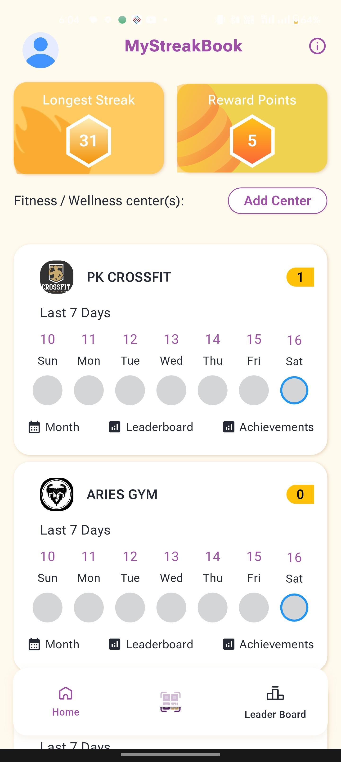 MyStreakBook App Interface